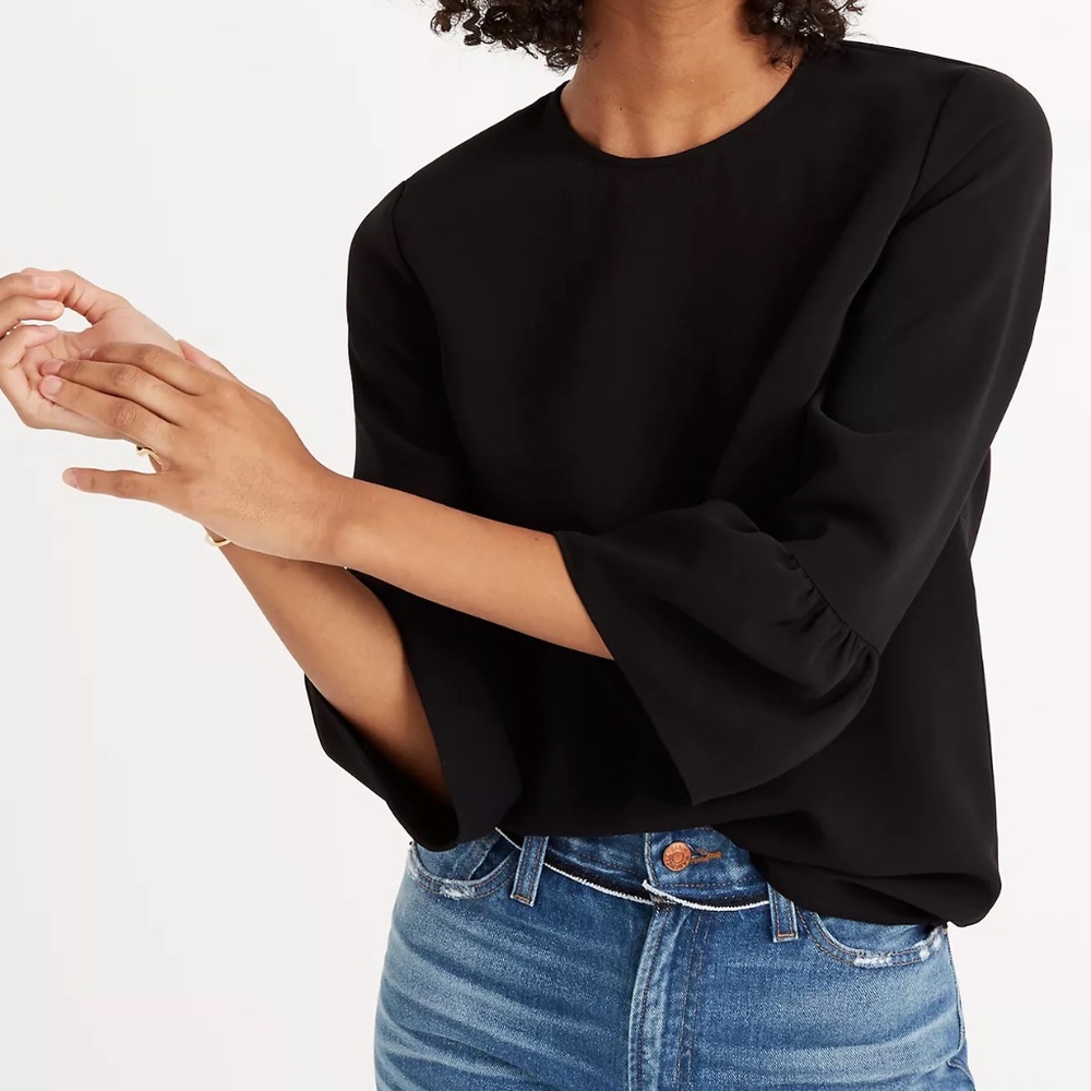 Madewell Bell Sleeve Top Black Size XXS